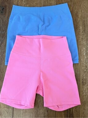 Seamless High-Waist Women’s Bike Shorts bundle Pink & Blue